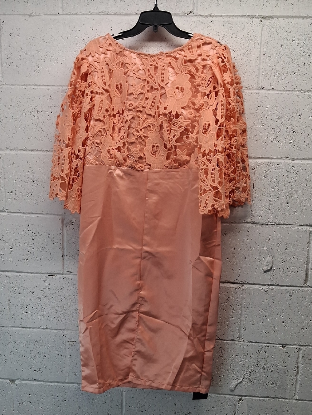 NWT Womens Xpluswear Peach Lace Overlay Sheath Dress